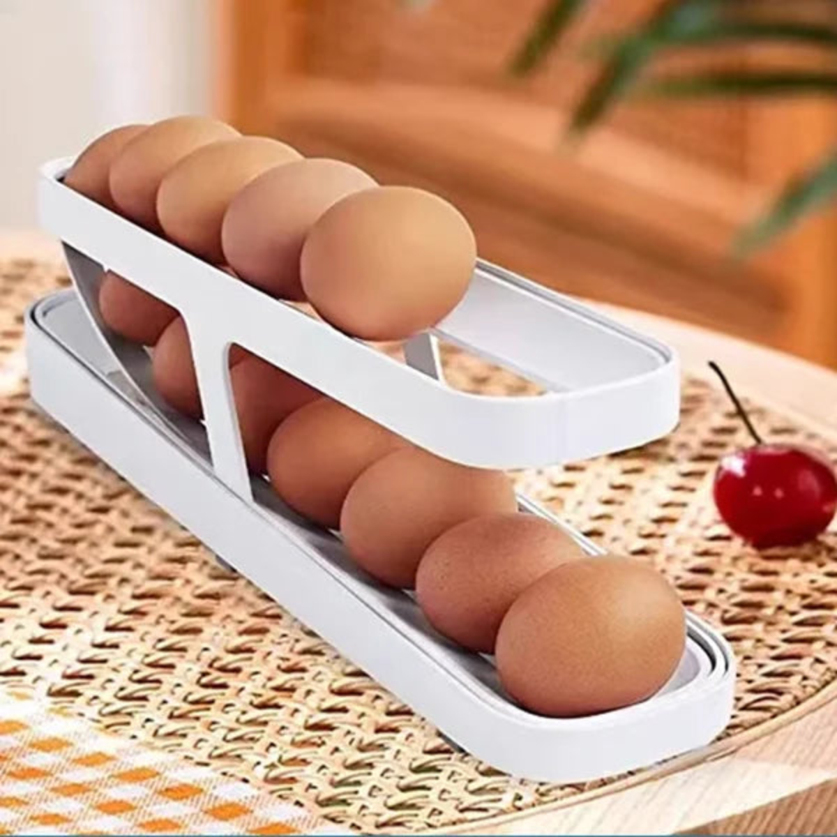 Porta-huevos elegante para un almacenamiento compacto y práctico