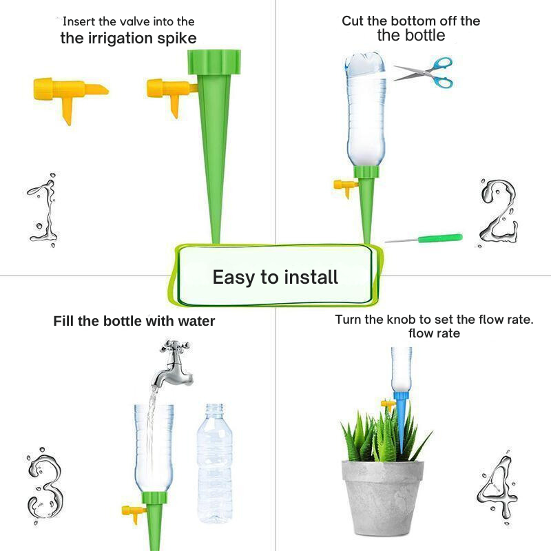 Sistema de riego para plantas: Riego fácil y sin preocupaciones (x6)