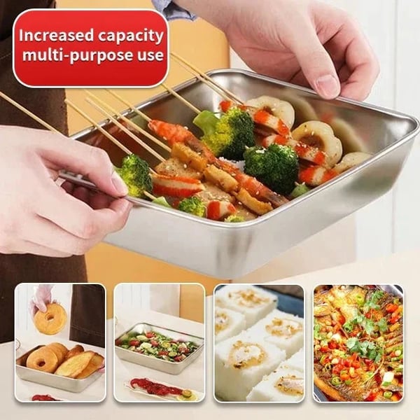 Plato de acero inoxidable convertible: Conserve y sirva con elegancia